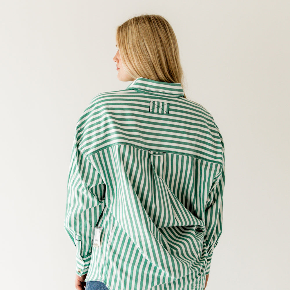 We The Free Freddie Striped Shirt | French Green Combo