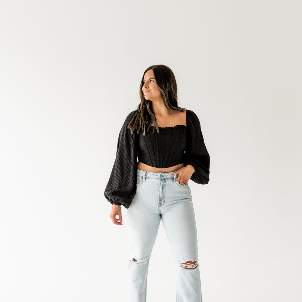 
                      
                        Ashley Cropped Corset Top | Black
                      
                    