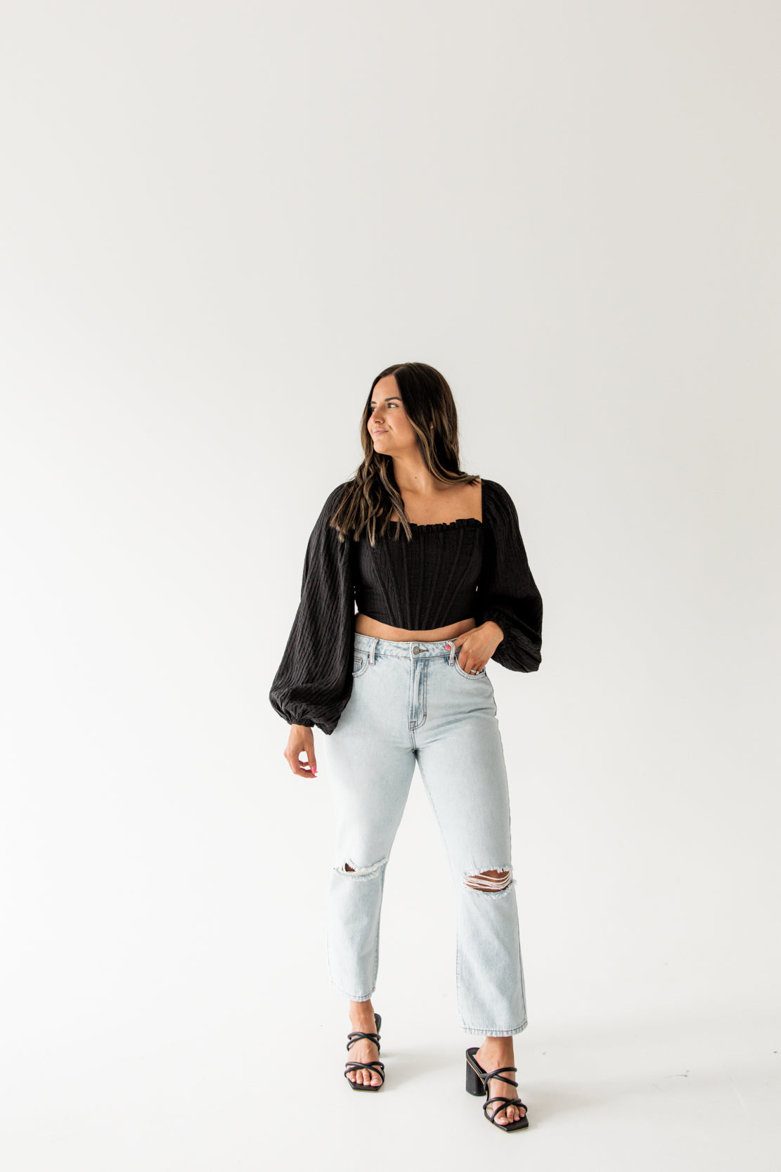 Ashley Cropped Corset Top | Black