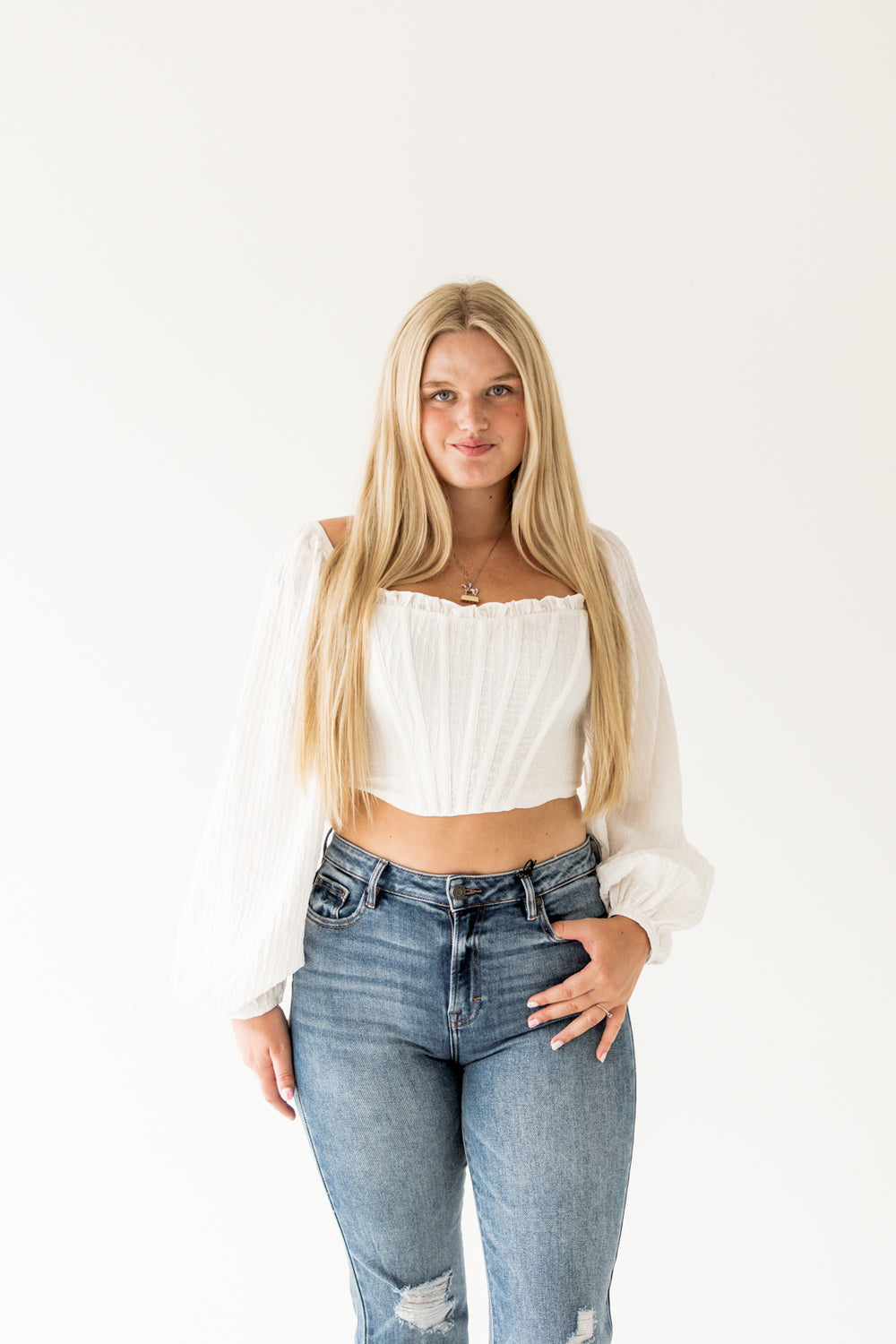 Ashley Cropped Corset Top | Off White