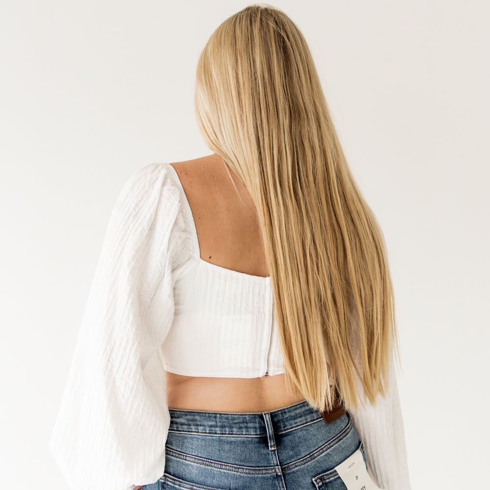 
                      
                        Ashley Cropped Corset Top | Off White
                      
                    