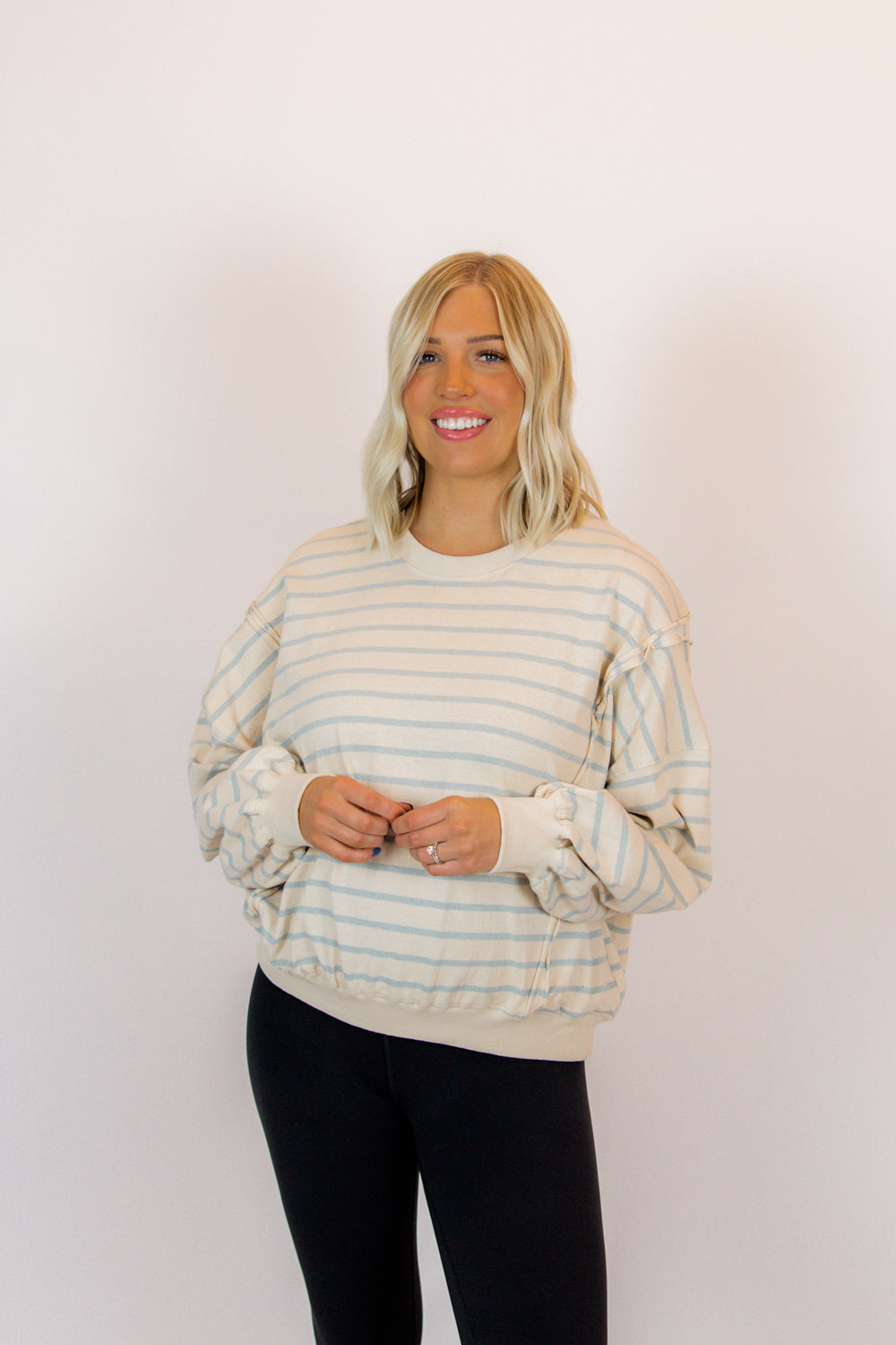 Londyn Striped Crewneck | Natural Blue