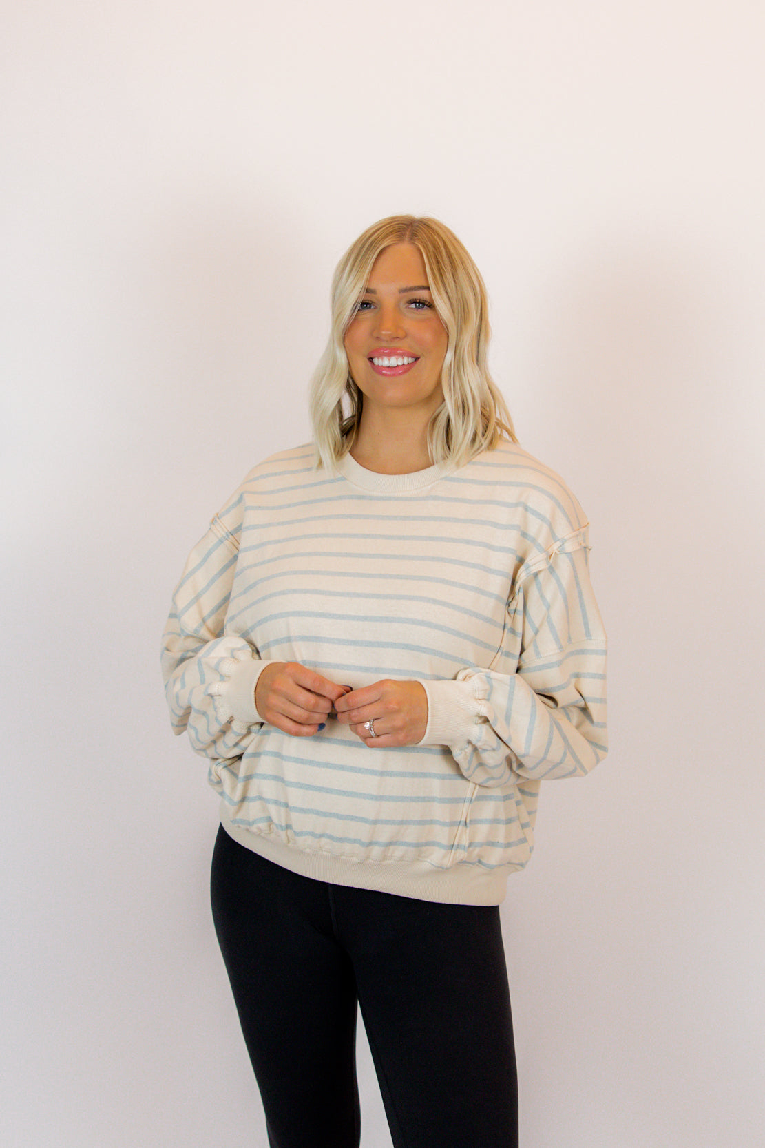 Londyn Striped Crewneck | Natural Blue