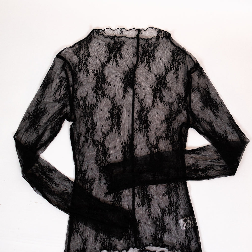 Annabelle Mesh Lace Top | Black