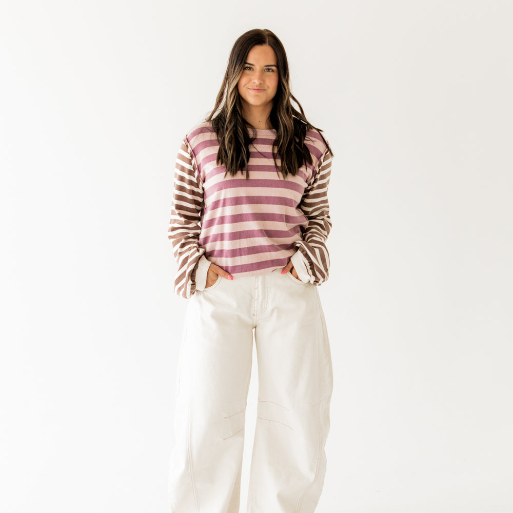 
                      
                        Sawyer Stripe Tee | Plum
                      
                    