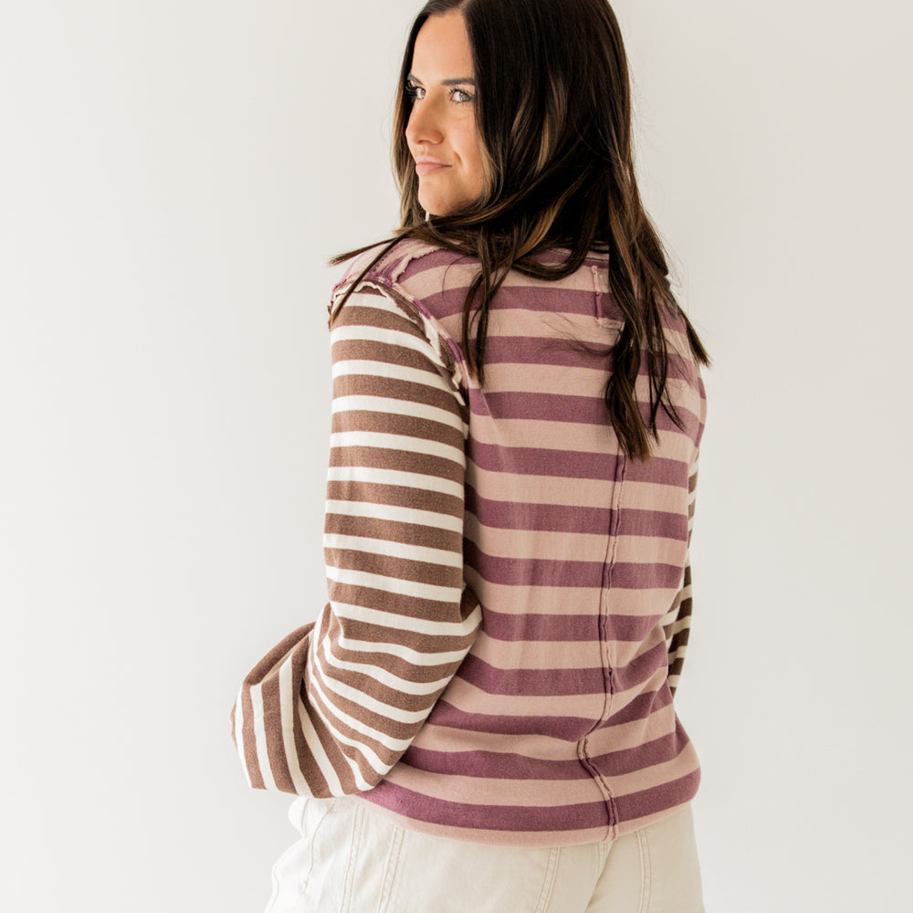 
                      
                        Sawyer Stripe Tee | Plum
                      
                    