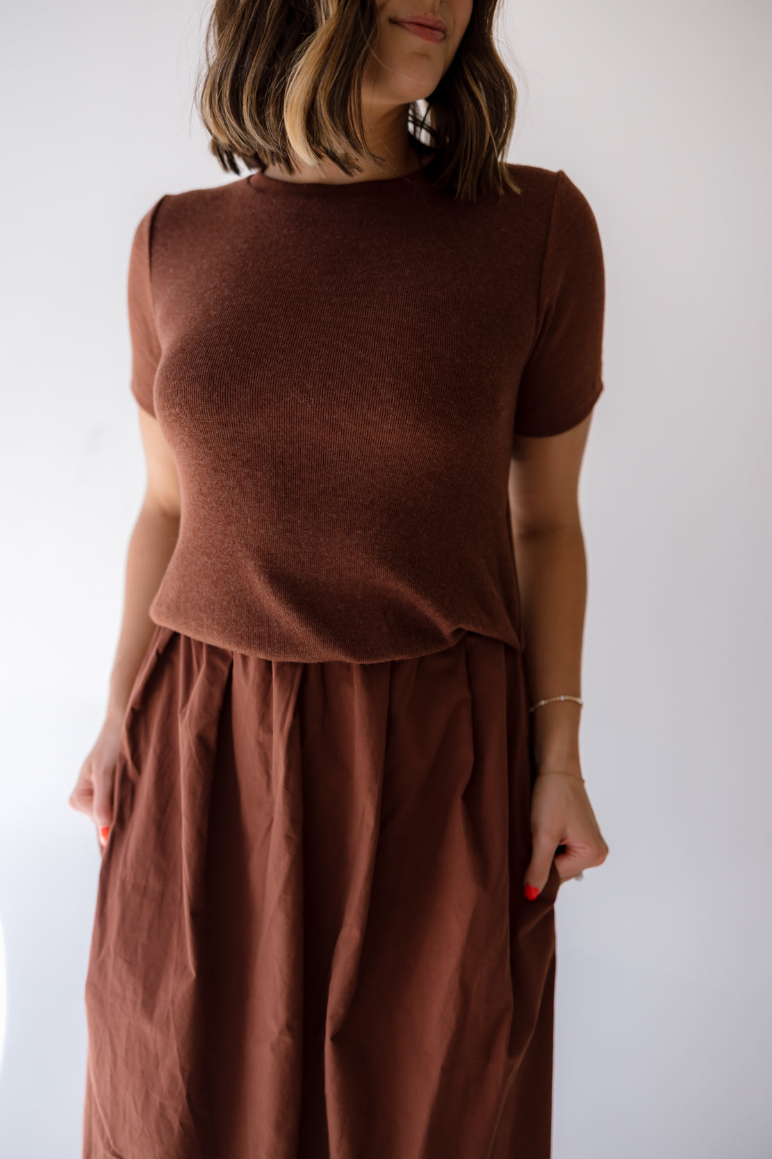 Lennie Sweater Midi Dress | Burlwood/Wine