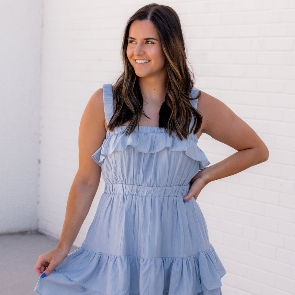 
                      
                        Kenna Ruffled Mini Dress | Blue
                      
                    