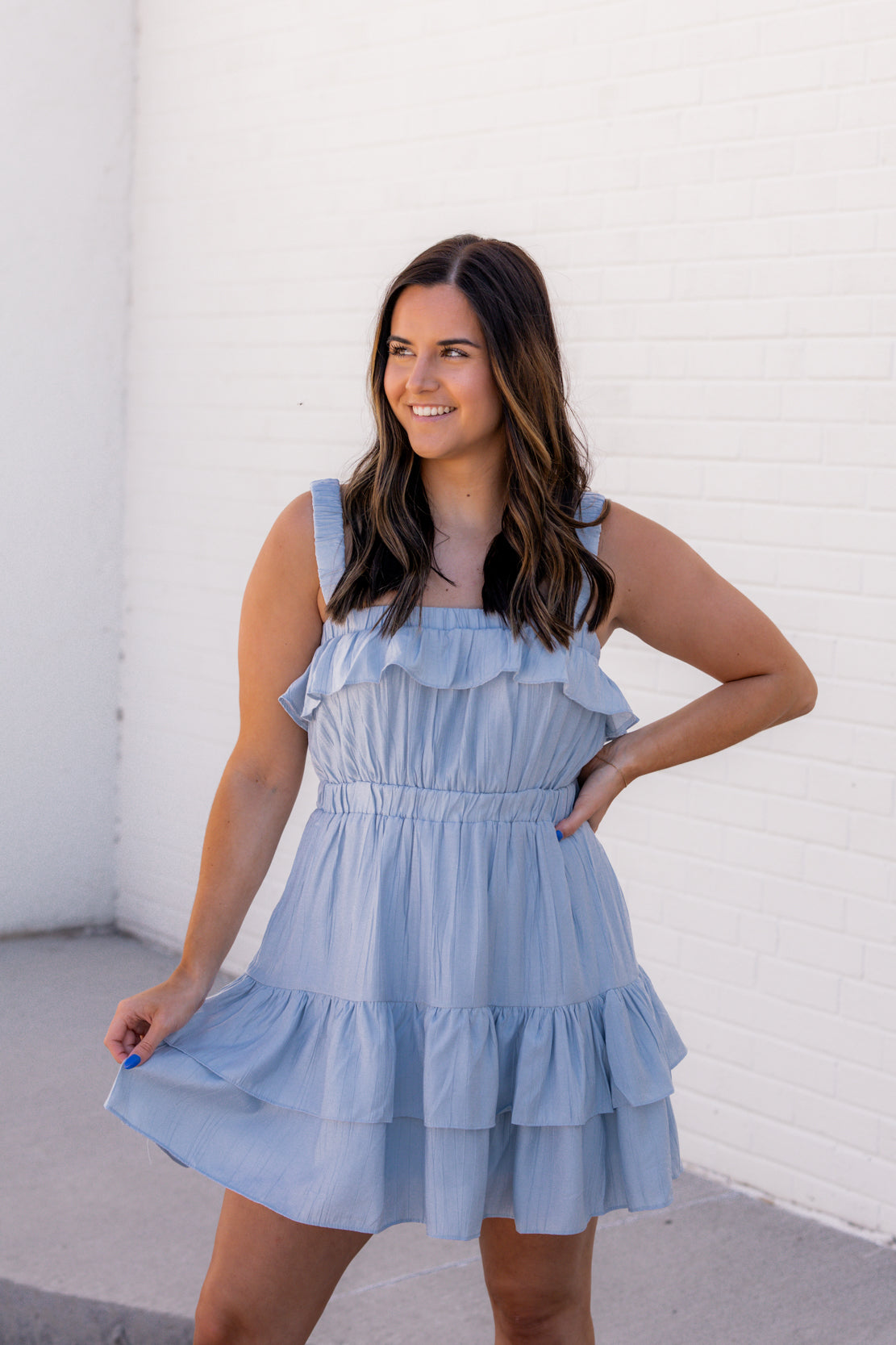 Kenna Ruffled Mini Dress | Blue