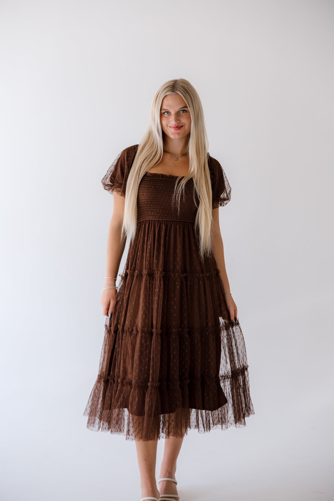 Preston Mesh Maxi Dress | Brown