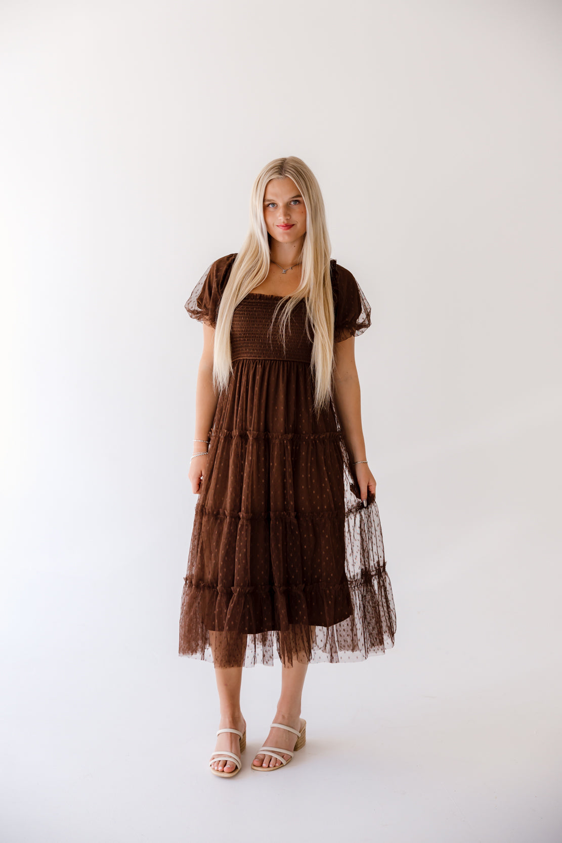 Preston Mesh Maxi Dress | Brown
