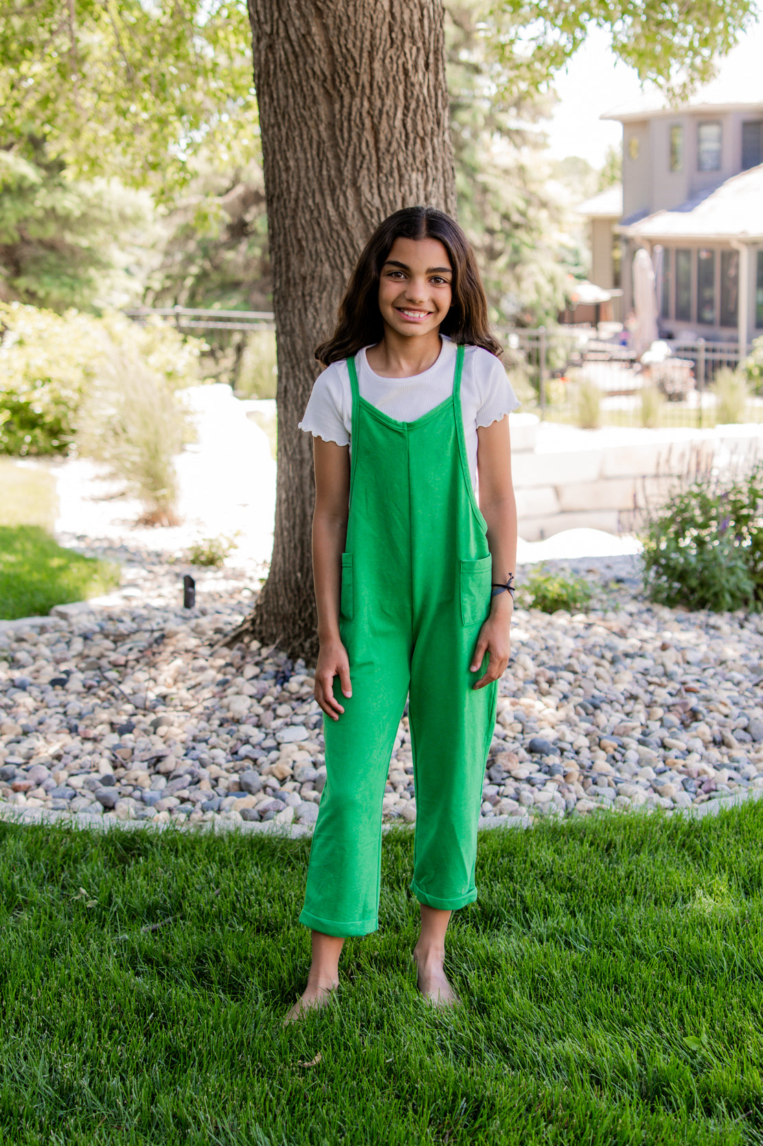 Girls' Oversized Knit Jumpsuit | Washed Green