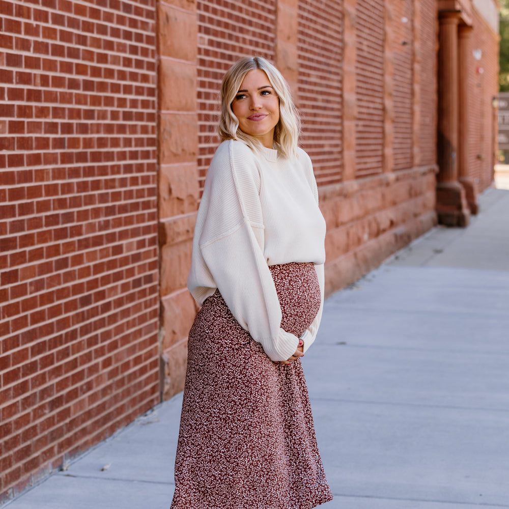 Waverly Printed Midi Skirt | Brown