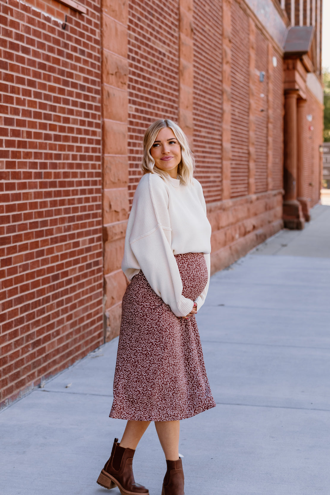 Waverly Printed Midi Skirt | Brown