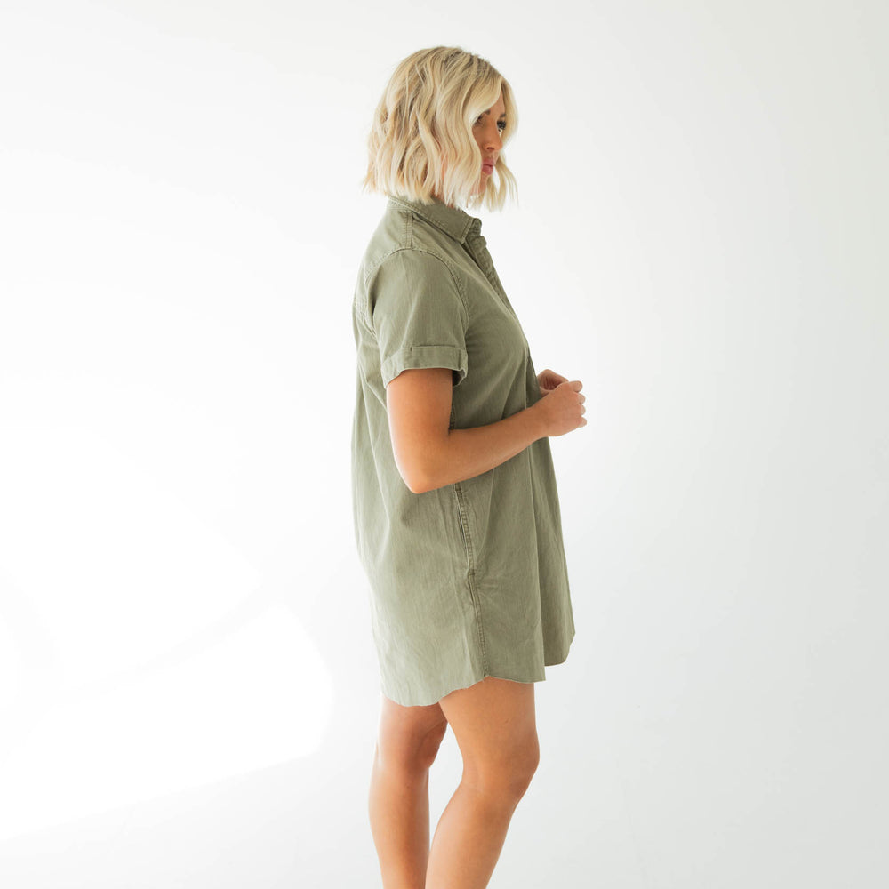 
                      
                        Nori Short Sleeve Shirt Dress | Washed Olive
                      
                    