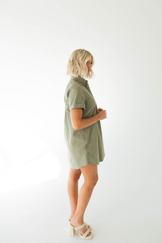 Nori Short Sleeve Shirt Dress | Washed Olive