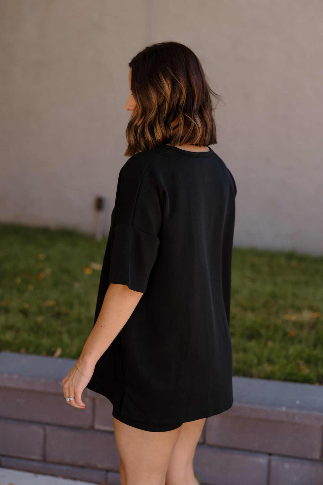 Everly Oversized Tee & Short Set | Black