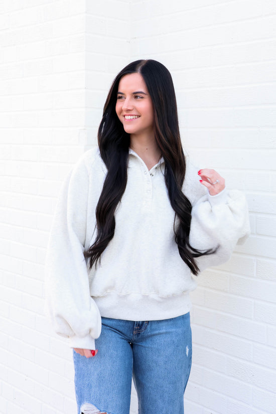 Piper Collared Sweatshirt | White Melange