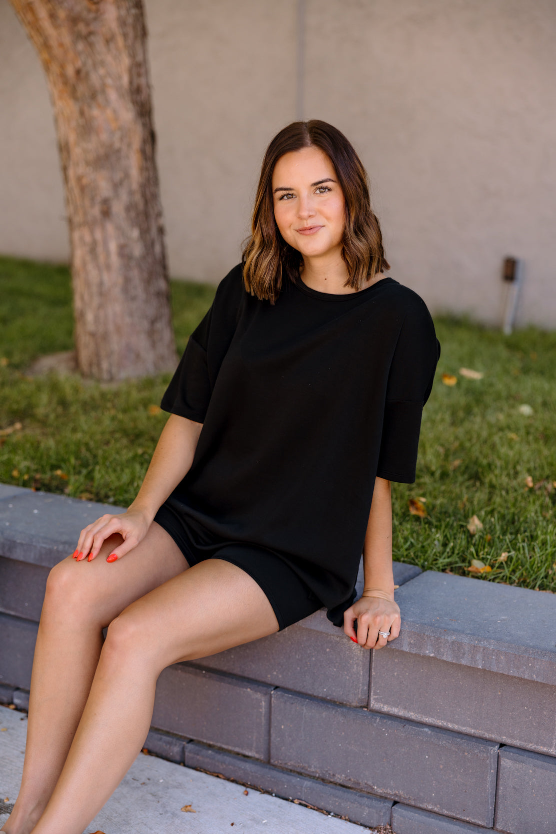Everly Oversized Tee & Short Set | Black