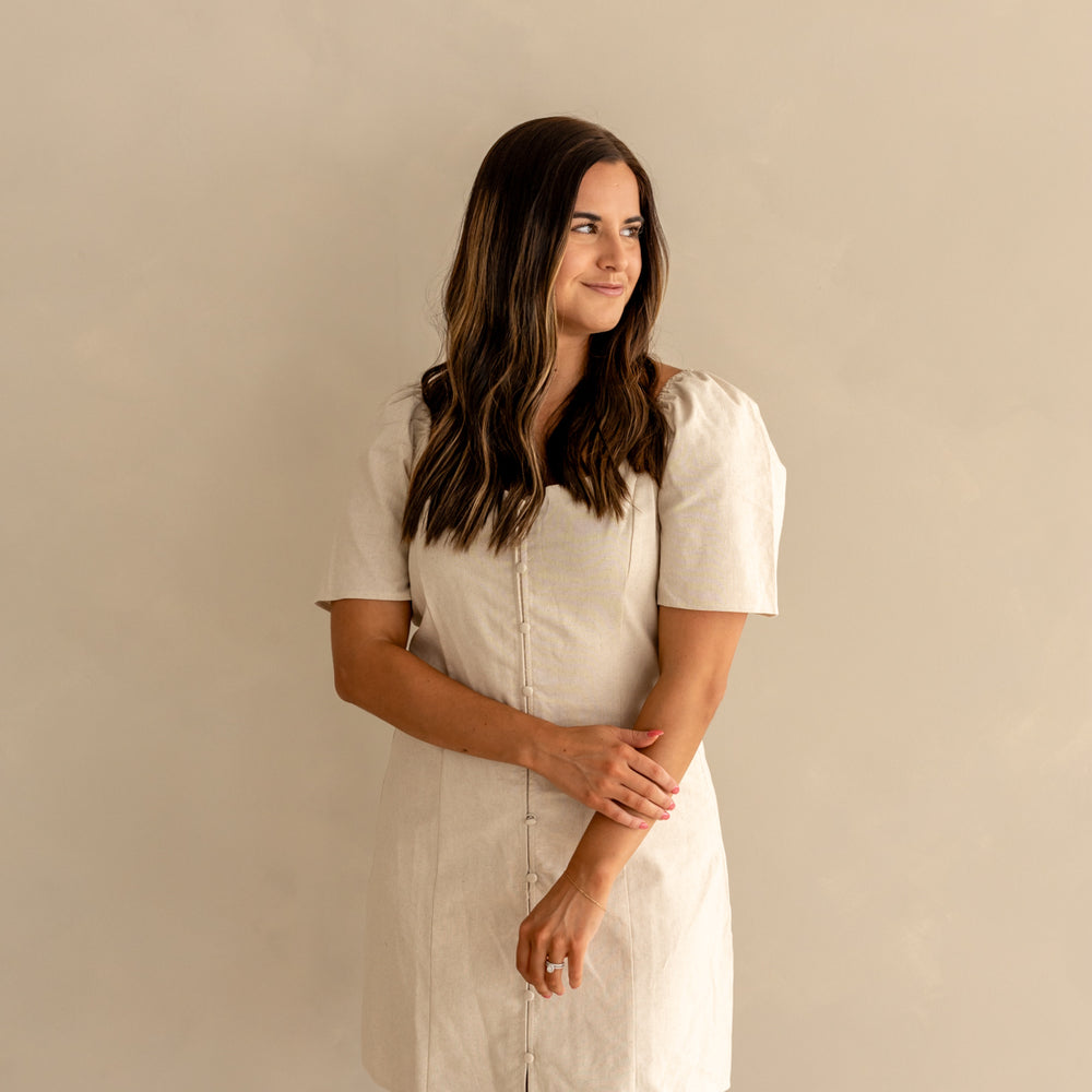 Maddie Linen Mini Dress | Oatmeal