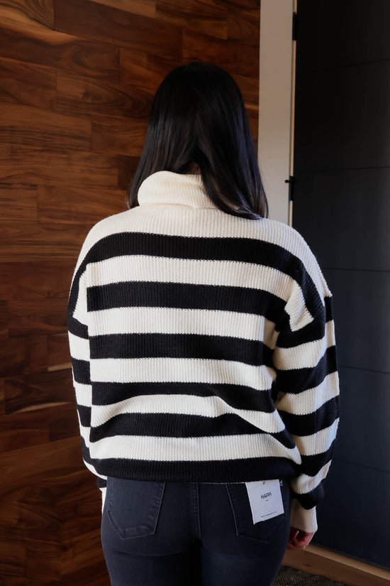 Tammy Striped Knit Sweater | Black/Cream