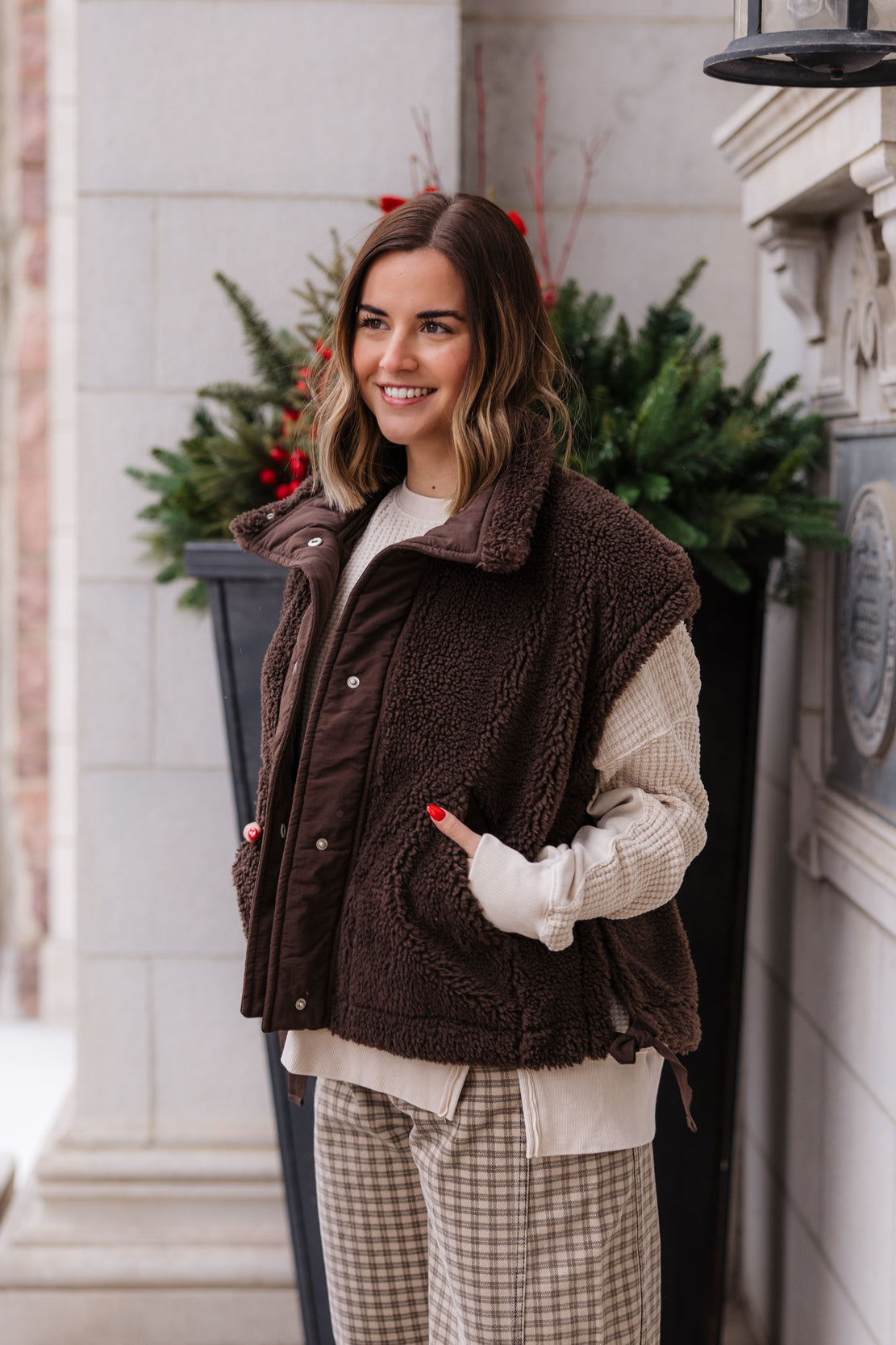 Madison Sherpa Vest | Brown