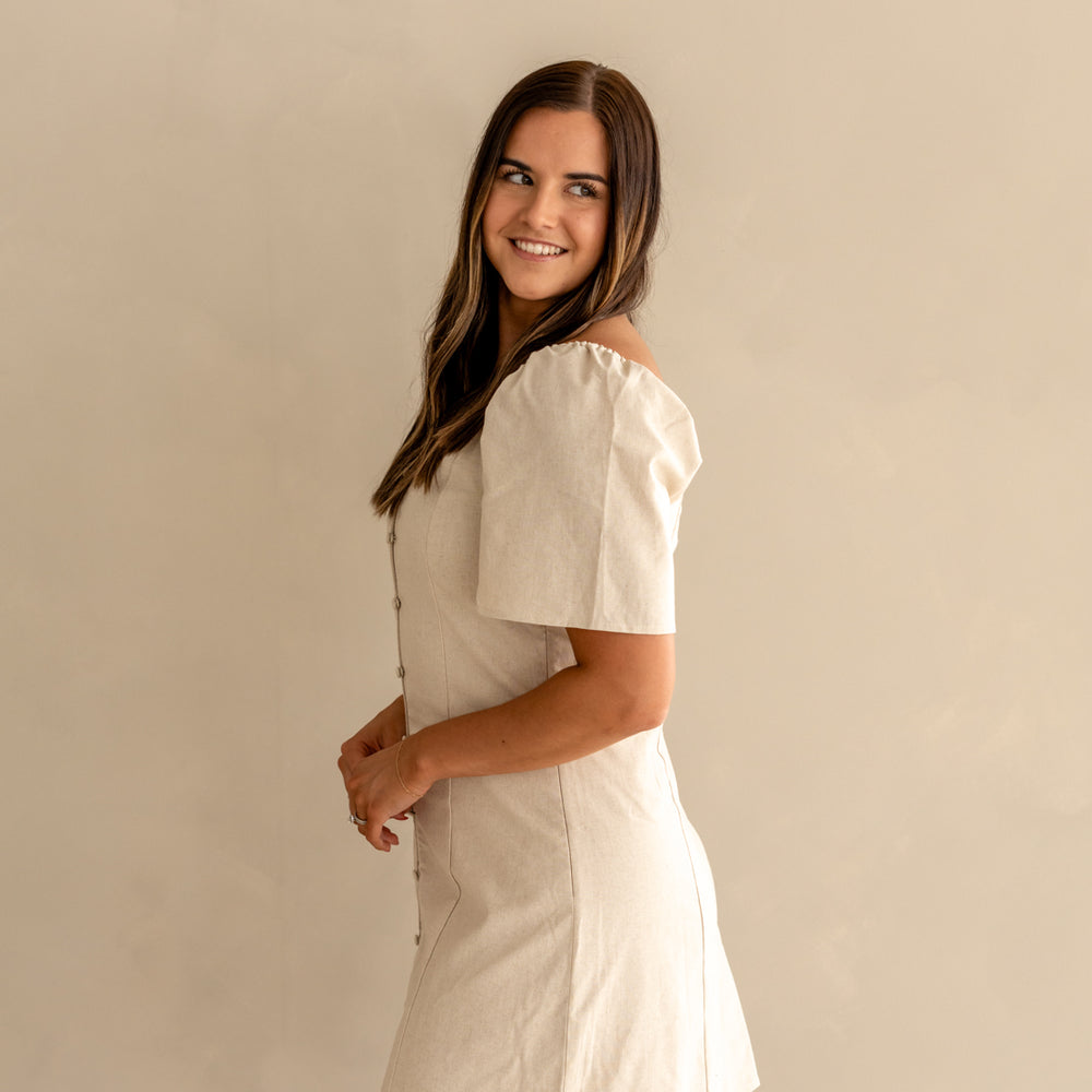 
                      
                        Maddie Linen Mini Dress | Oatmeal
                      
                    