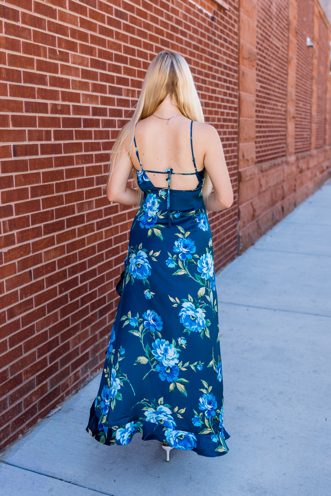 Rebecca Ruffled Floral Maxi Dress | Insignia Blue