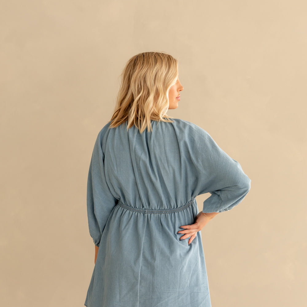 Journee Woven Mini Dress | Light Denim