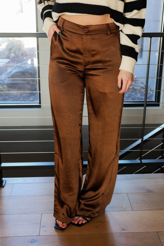 Shila Wide Leg Pants | Brown
