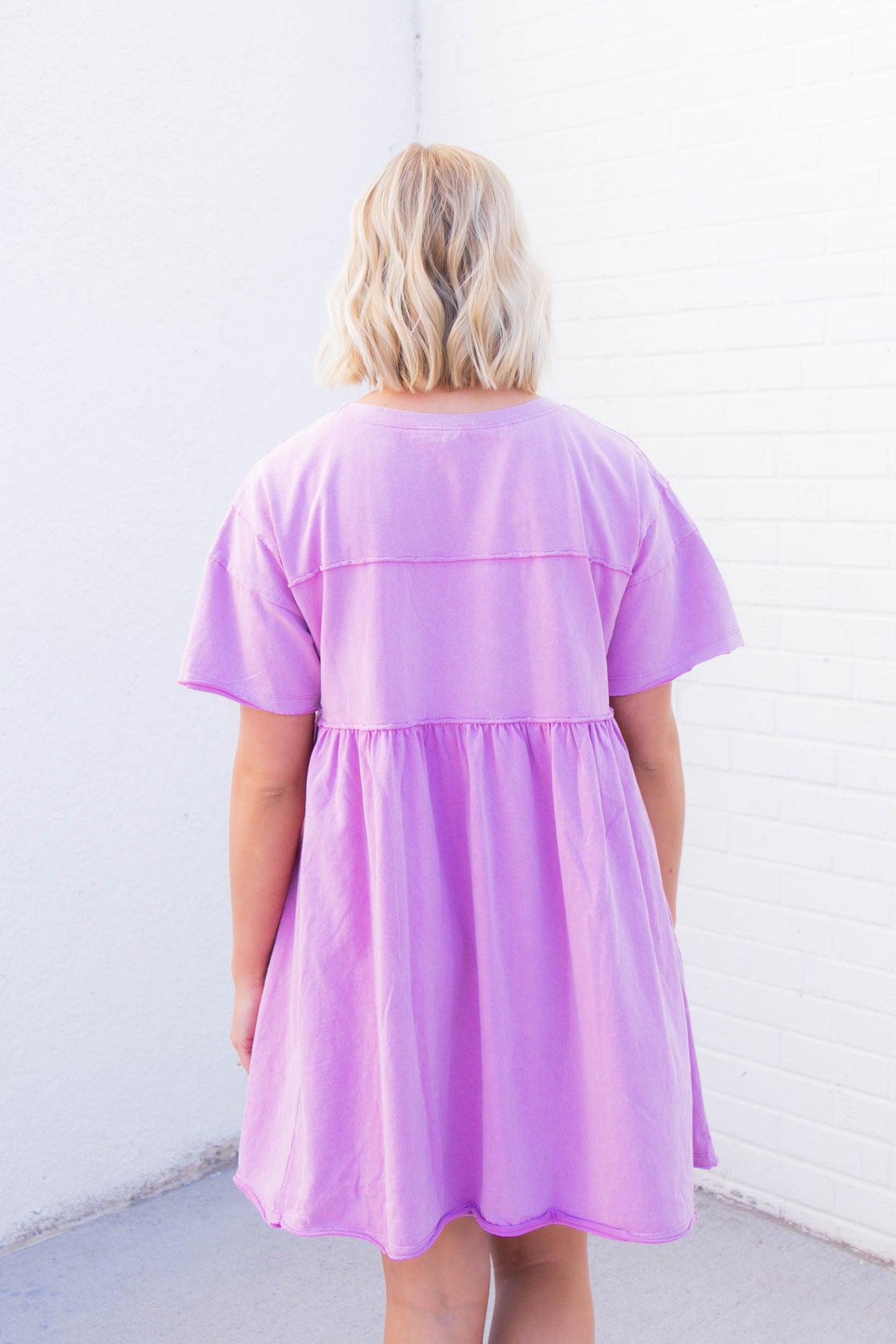 Kenzie Mineral Wash T-Shirt Dress | Lilac