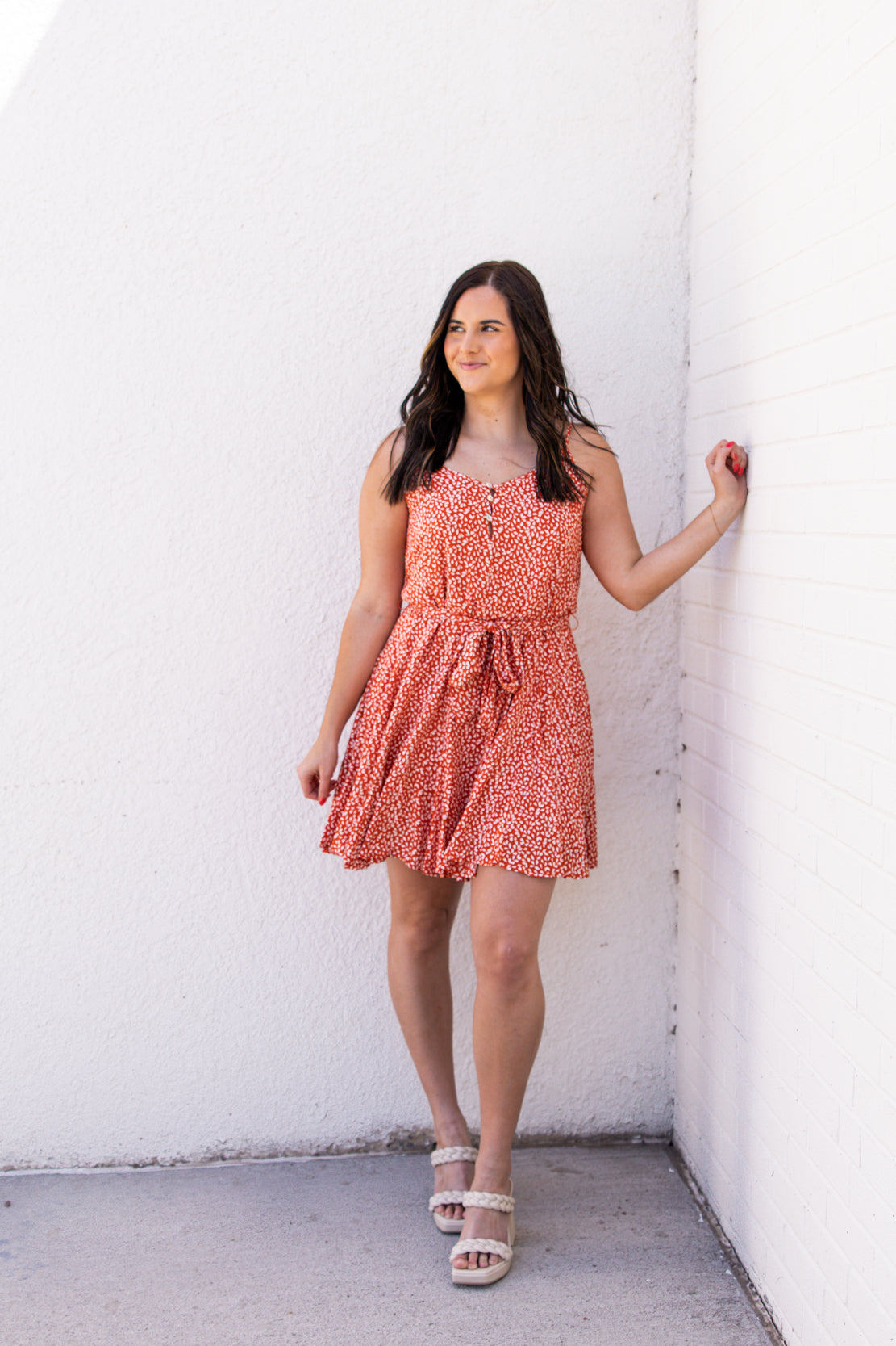 Tyra Flower Petal Mini Dress | Red/White