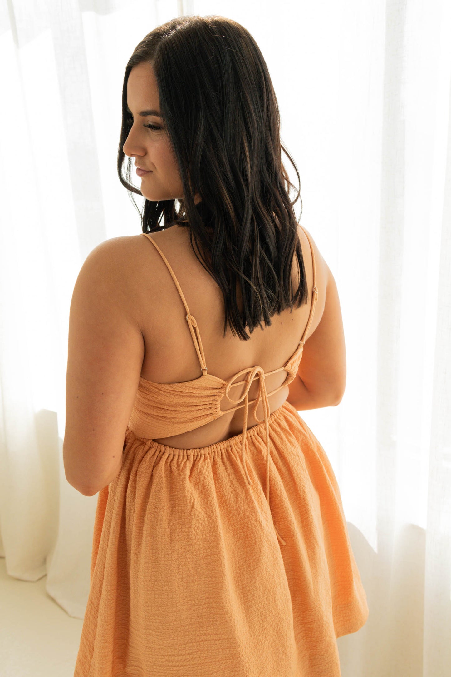 Maggie Textured Mini Dress | Orange