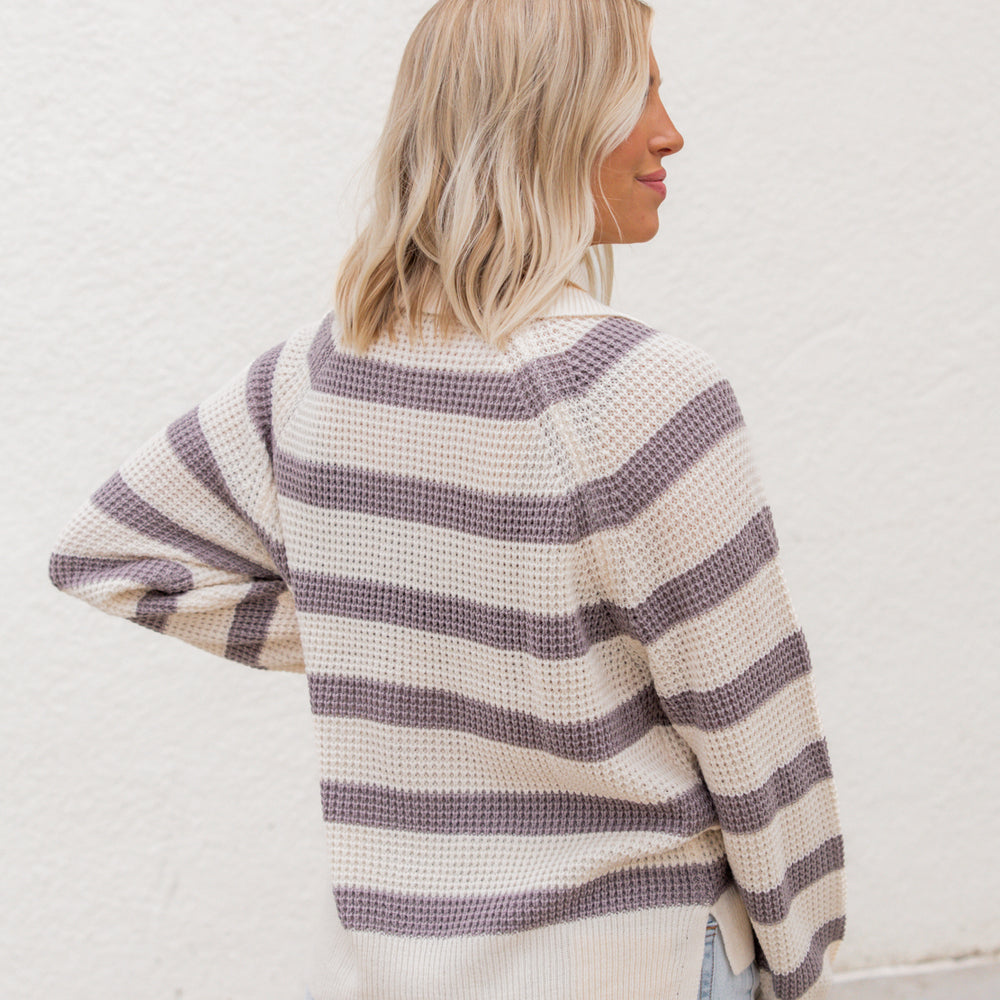 
                      
                        Destiny Chunky Knit Striped Sweater | Heather Grey
                      
                    