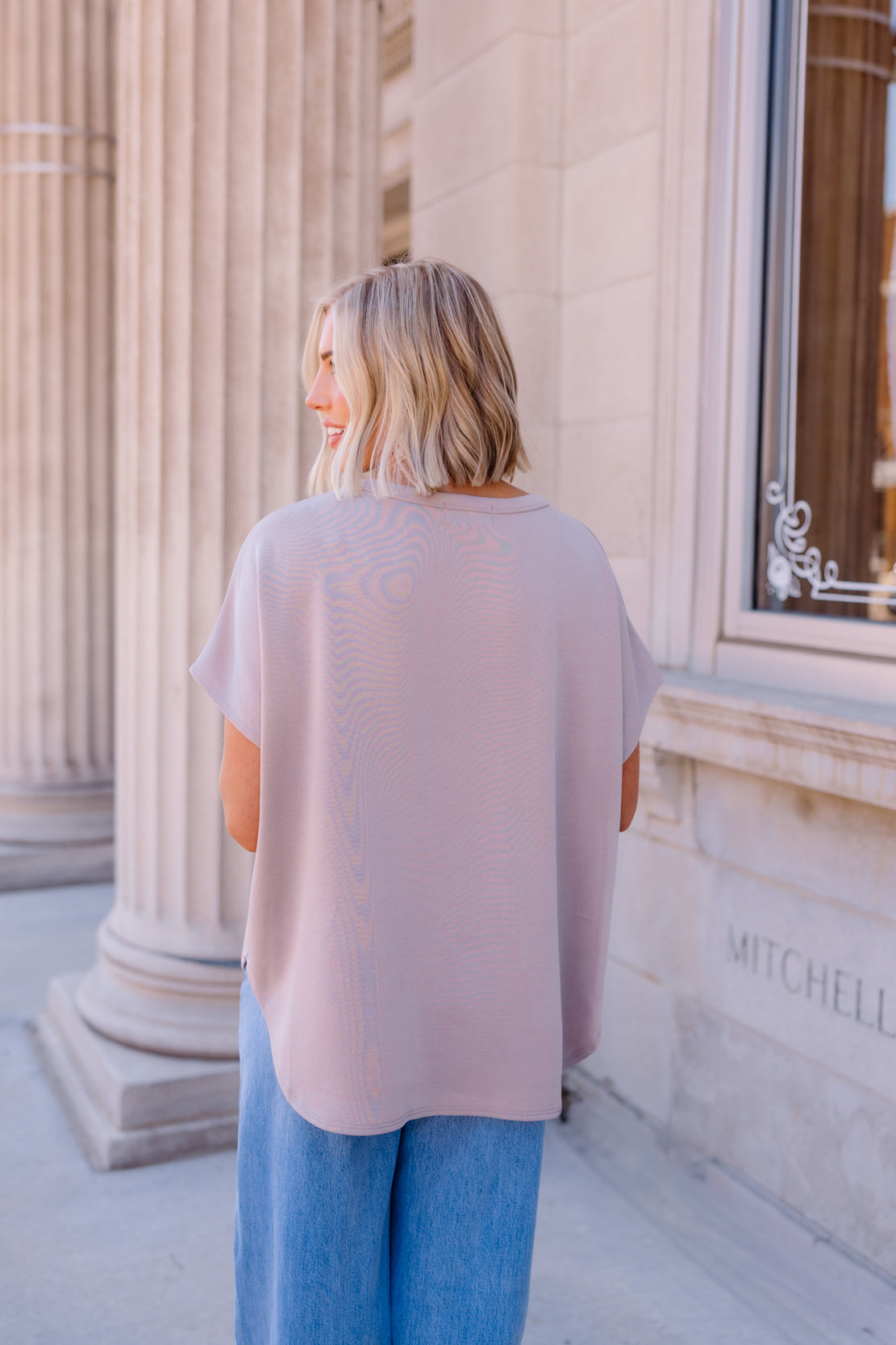Ava Short Sleeve Top | Mushroom