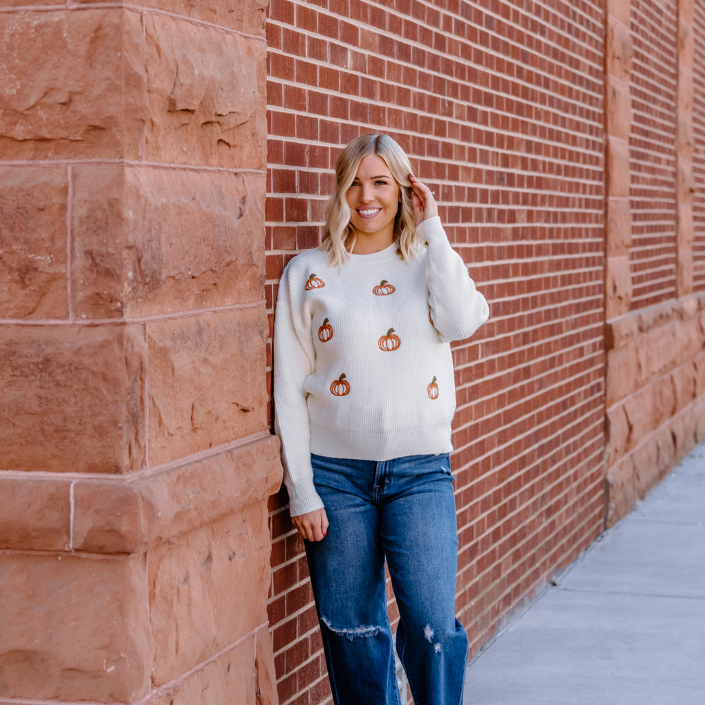 
                      
                        Pumpkin Knit Sweater | Cream
                      
                    