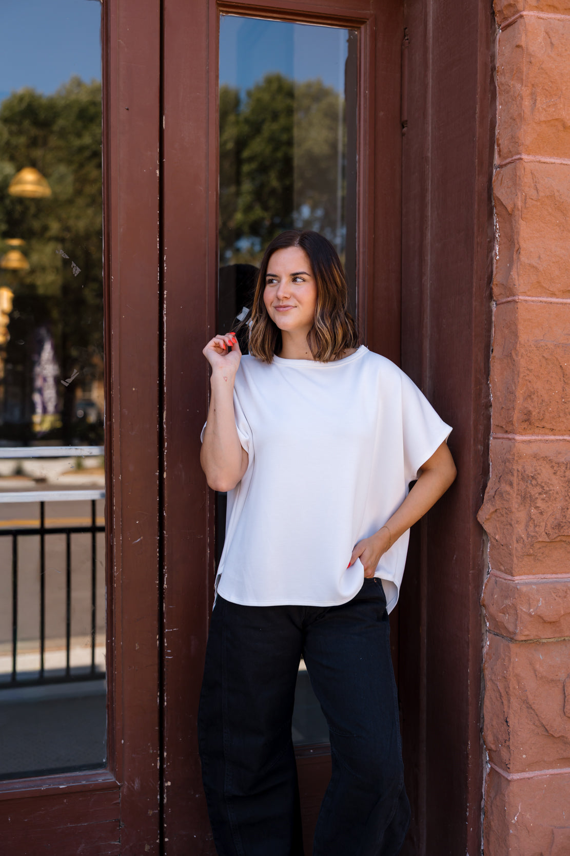 Ava Short Sleeve Top | Off White