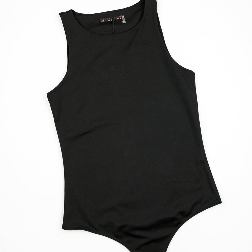 Tatum Halter Neck Tank Bodysuit | Black