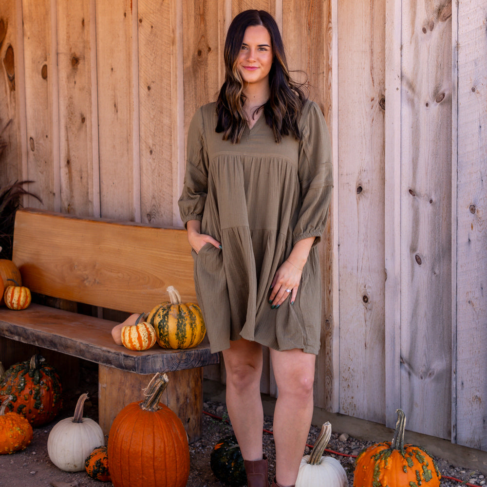 
                      
                        Hailey Mini Dress | Ash Olive
                      
                    