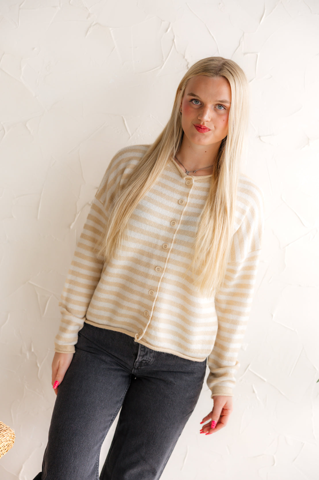 Miley Striped Cardigan | Natural
