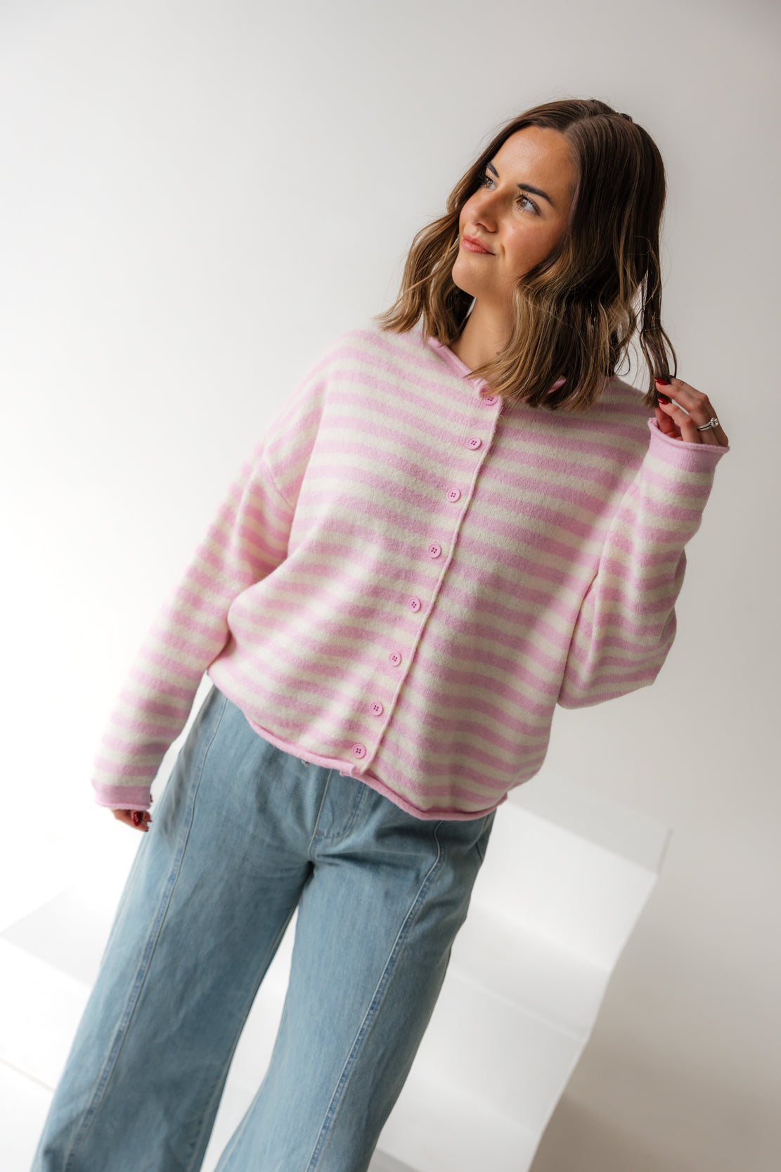 Miley Striped Cardigan | Lavender