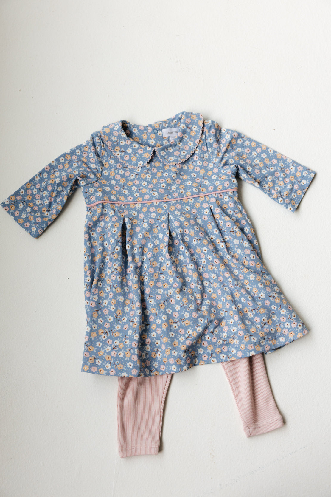 Angel Dear Pleat Dress 3/4 Sleeve + Ribbed Leggings | Country Calico