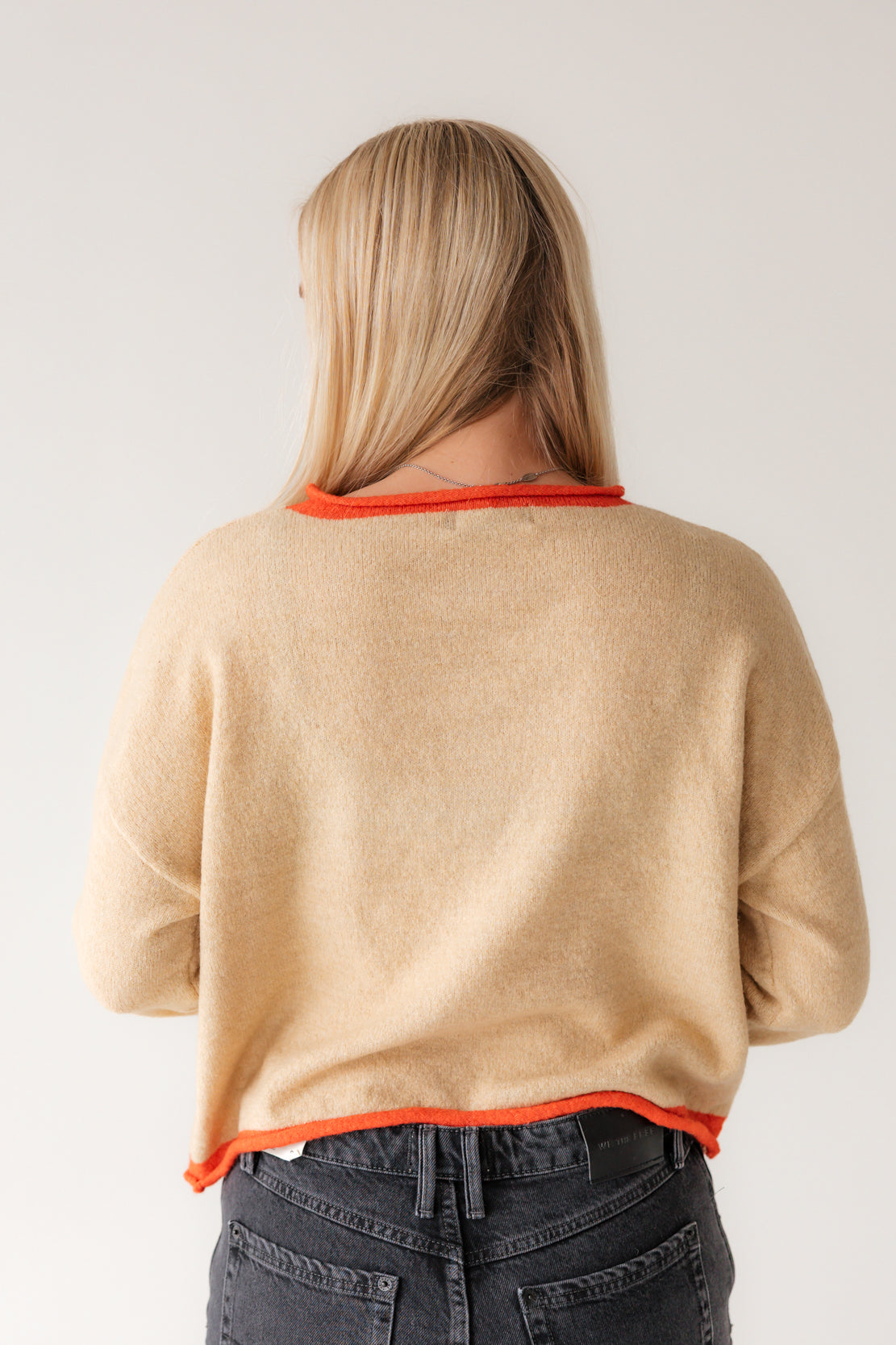 Madi Contrast Striped Cardigan | Light Taupe