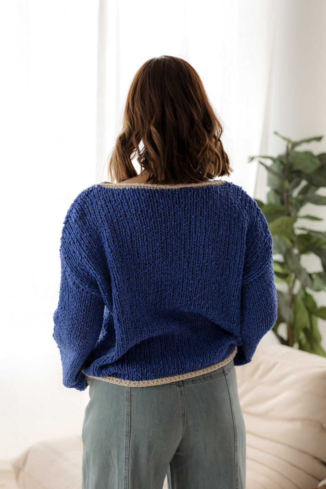 Gemma Cropped Sweater | Blue Ivory