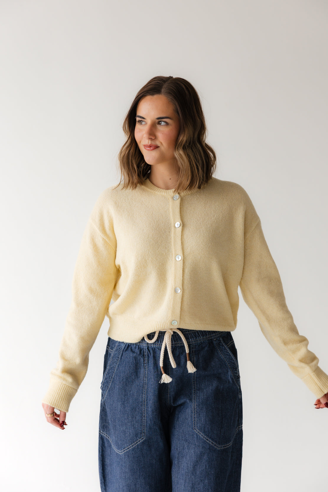 Kylie Button Down Cardigan | Light Yellow