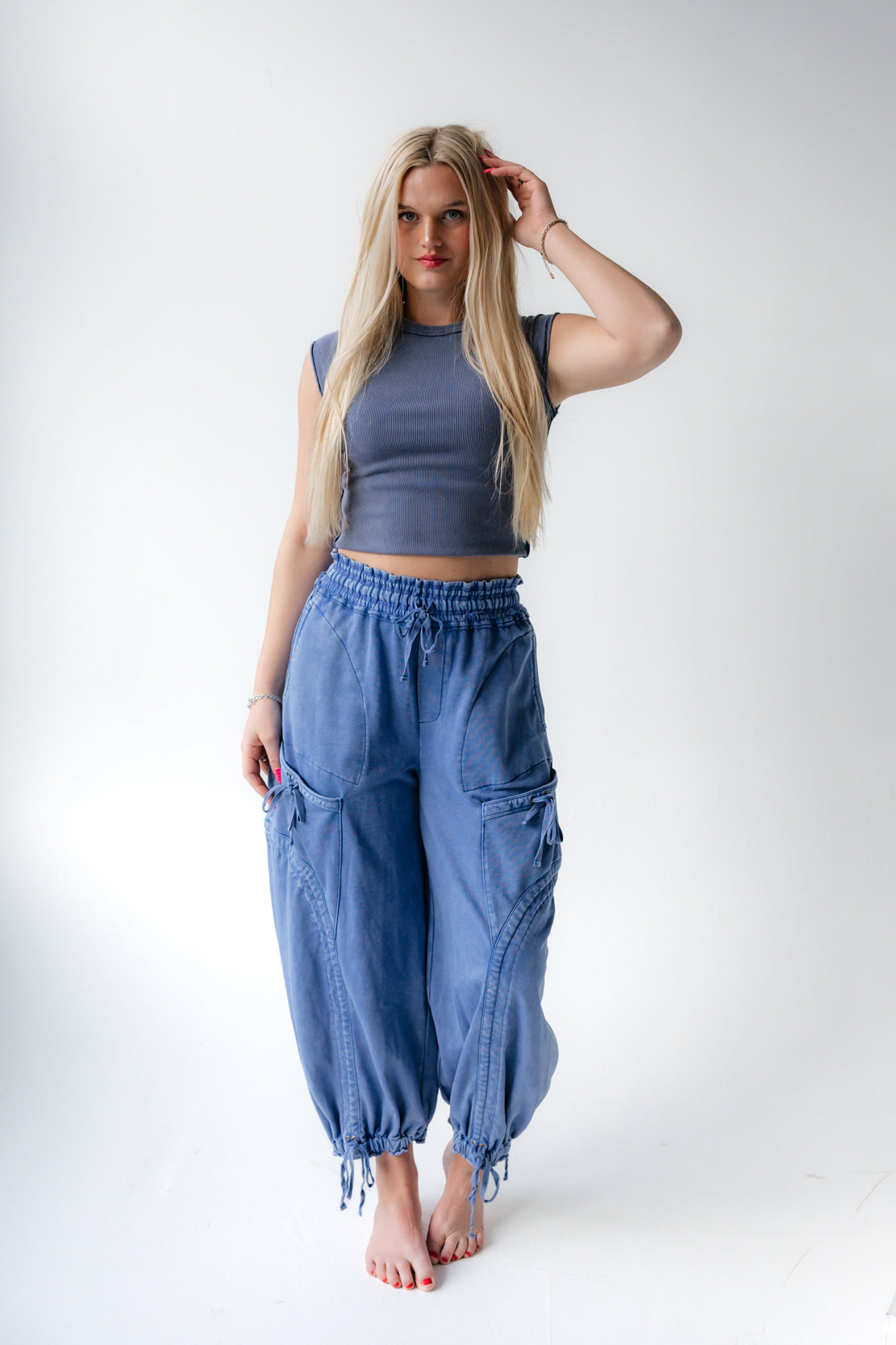 Evans Cargo Knit Pants | French Blue