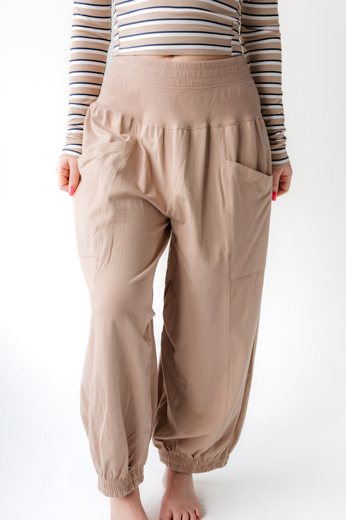 Up In The Air Printed Set | Sandy/Navy Stripe