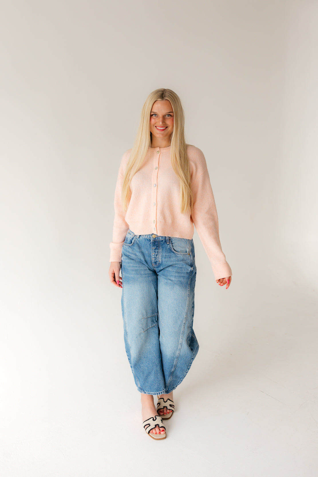 Kylie Button Down Cardigan | Light Pink