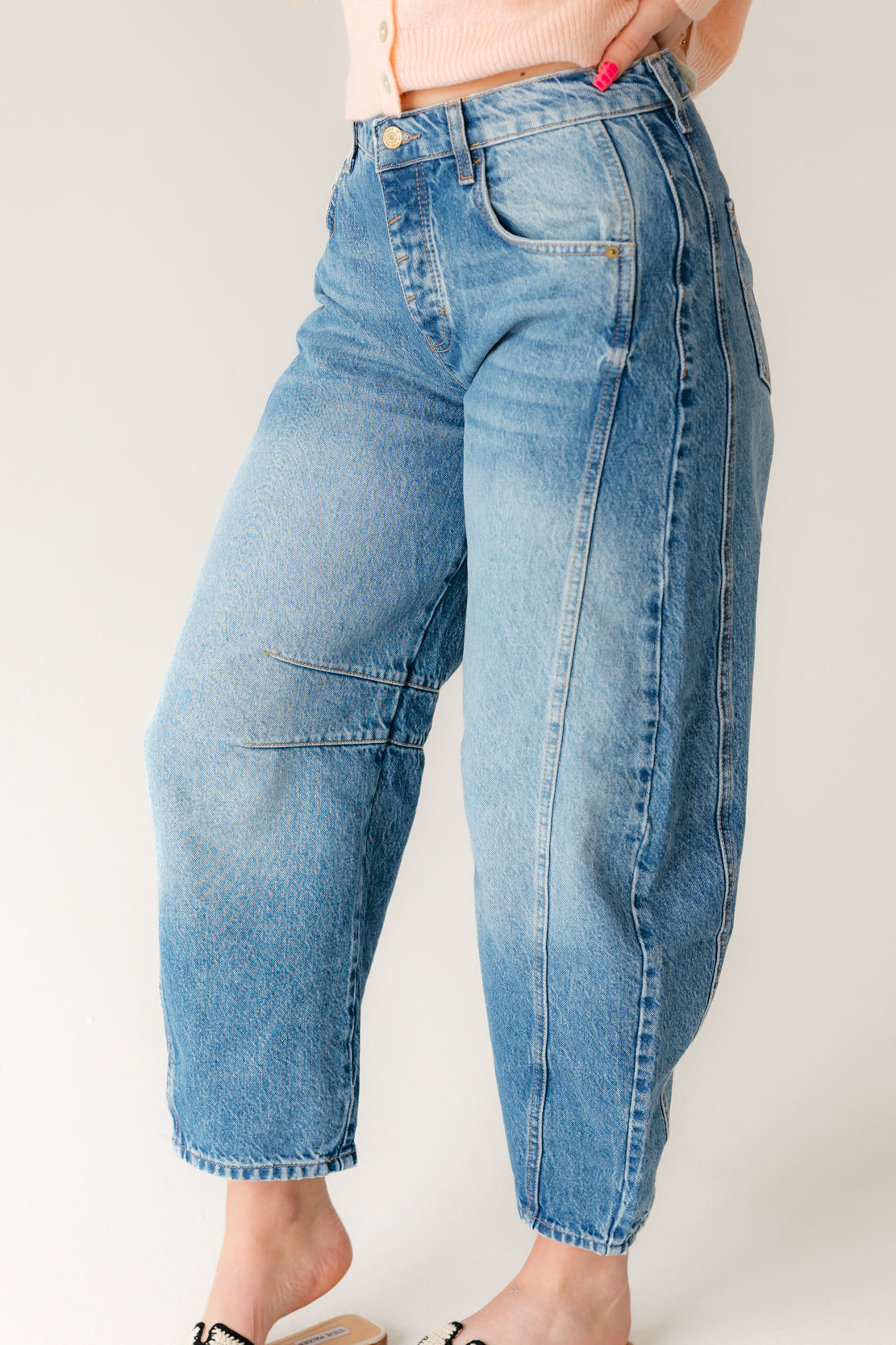 We The Free Good Luck Mid RIse Barrel Jeans | Ultra Light Beam