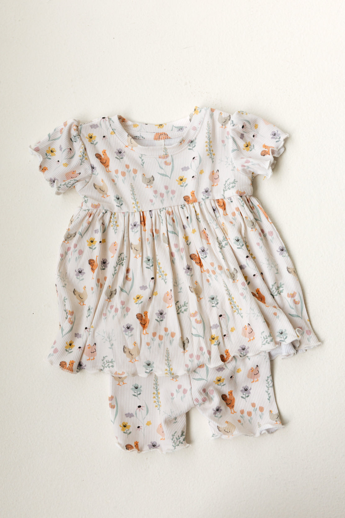 Babysprouts Girl's Babydoll Set | Floral Chickens